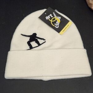Art Class Cream Kids Beanie with Skater Design